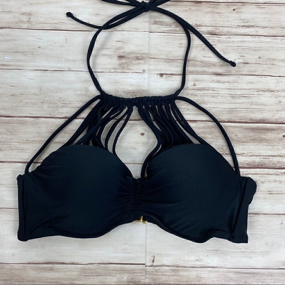 Ibiza Bikini Top Black, Halter Top Small swim